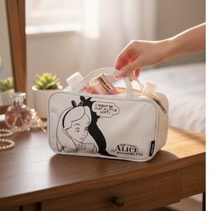 Disney Alice‎ in Wonderland Mini Cosmetic Bag Y2K Travel Toiletry Makeup Pouch